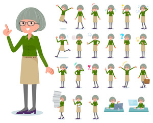 flat type green shirt old women_emotion