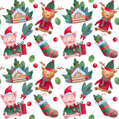 watercolor seamless pattern for Christmas