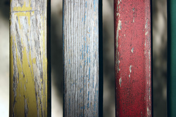 Abstract Colorful Background. Colorful Wooden Panels. Wooden Panels.Old wooden fence. Close-up Shot Of Multicolored Wooden Wall.
