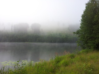 Naklejka na ściany i meble foggy sweden lake 03