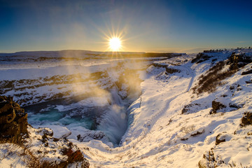 Gulfoss Waterfall Island Winter