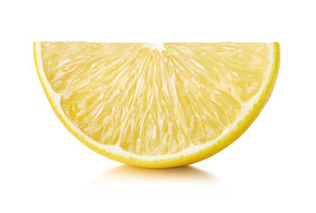 single lemon fruit slice isolated on white background