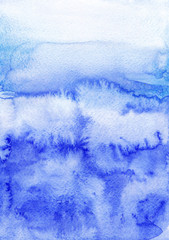 Hand drawn ultramarine watercolor background.