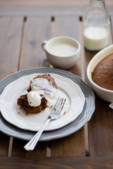 dessert with whipped cream and chocolate