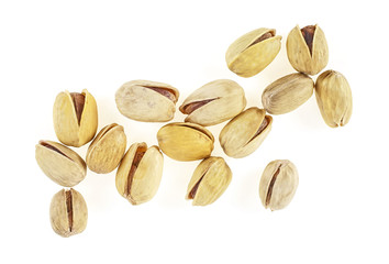Pistachio nuts on a white background