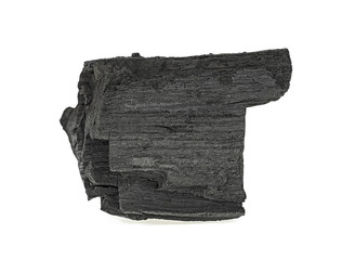 Natural wood charcoal isolated on white background. Hard wood.
