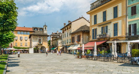 Scenic sight in Orta San Giulio, beautiful village on Lake Orta, Piedmont (Piemonte), Italy.