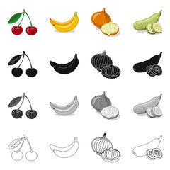 Vector design of vegetable and fruit logo. Set of vegetable and vegetarian stock vector illustration.