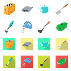 Vector design of kitchen and cook sign. Set of kitchen and appliance vector icon for stock.