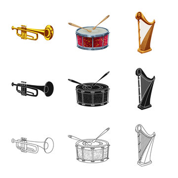 Isolated object of music and tune sign. Collection of music and tool vector icon for stock.