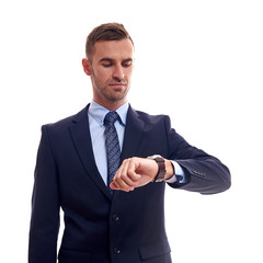 business, people and office concept - happy smiling businessman in suit