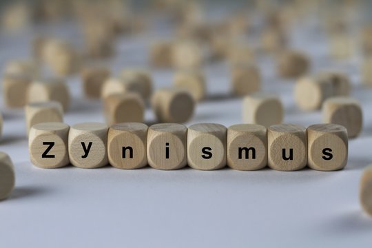 Zynismus - Holzw&uuml;rfel mit Buchstaben
