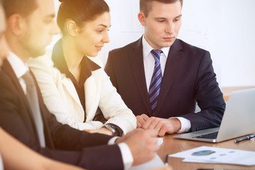 Business people at  meeting in office background. Successful negotiation of business team or lawyers