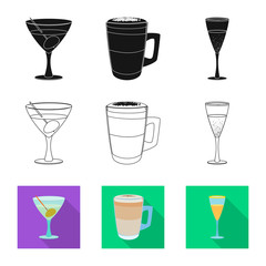 Isolated object of drink and bar symbol. Collection of drink and party stock vector illustration.