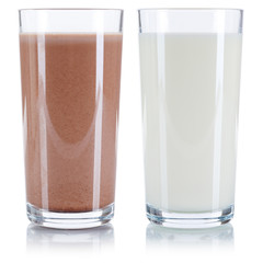 Milch und Kakao im Glas Gläser Schoko Schokoladen freigestellt Freisteller isoliert