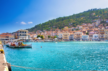 View of the picturesque coastal town of Gythio, Peloponnese, Greece.