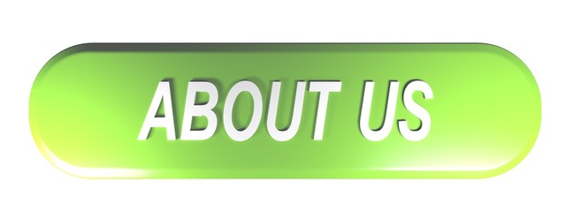 Green rounded rectangle push button with write ABOUT US - 3D rendering