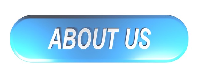 Blue rounded rectangle push button with write ABOUT US - 3D rendering