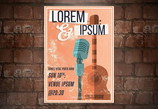 Event Poster Layout with Musical Instrument Illustrations
