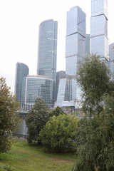 Fototapeta premium Business center with high skyscrapers