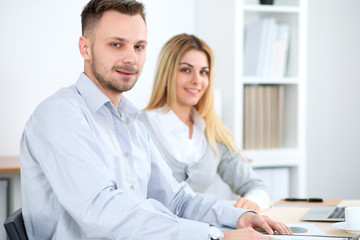 Fototapeta premium Successful business people working at meeting in office