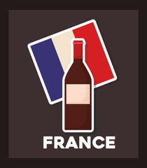 france culture card with flag and wine bottle