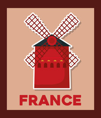 france culture card with windmill