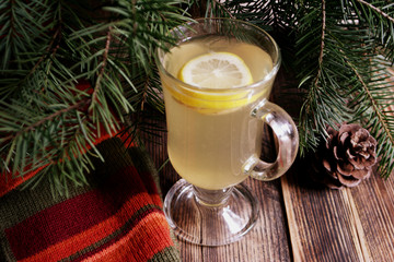 Obraz na płótnie Canvas Tea with ginger and lemon. Hot autumn and winter drink