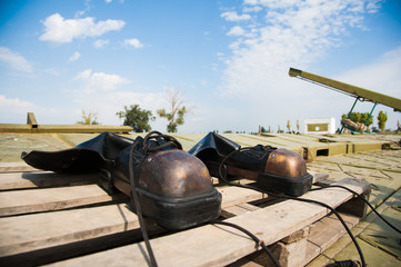 Old vintage deep sea diving suit