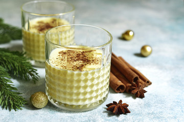Festive christmas spicy drink eggnog.