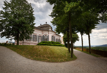 Fototapeta na wymiar Garden pavilion of the 18th century in the Park of the Melk Abbey. Melk, Lower Austria.