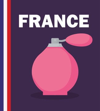 france culture card with flag and fragrance bottle