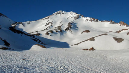 west face of mount shasta in July
