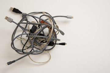 tangled ball of cords
