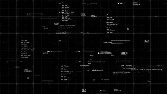 HUD abstract background with information moving on a screen. Seamless loop. Program code in a cyberspace.
