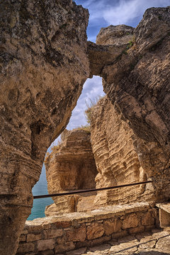 Rocky Black Sea coast. View from Historical cape Kaliakra at Black Sea coast near Varna, Bulgaria