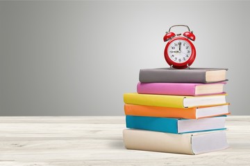 School supplies - books and pencils  isolated on  background