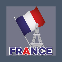 france culture card with flag and eiffel tower