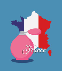france culture card with flag and fragrance bottle