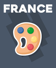 france culture card with pallette paint