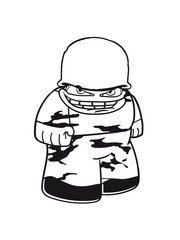 soldat tarnmuster krieg armee army verteidigung helm grinsen körper zwerg klein mini gesicht kopf lustig comic cartoon clipart