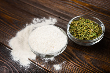 Spice. Dry parsley with garlic. .Flour