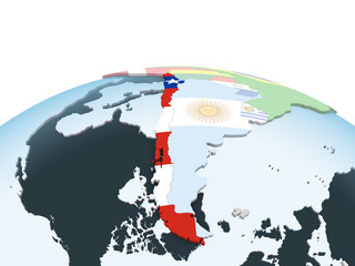 Chile with flag on globe
