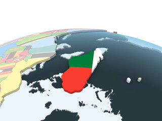 Madagascar with flag on globe