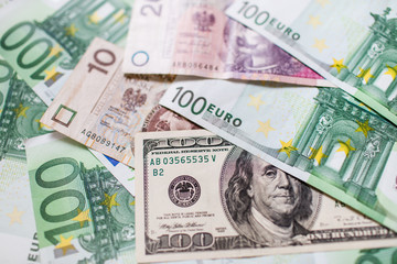 Fototapeta na wymiar Euro Money. euro cash background. Several hundred euro banknotes