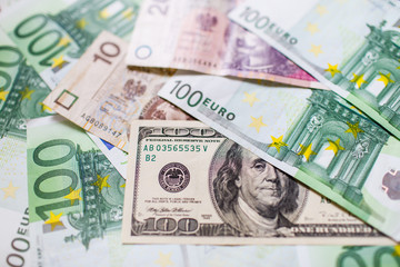 Euro Money. euro cash background. Several hundred euro banknotes