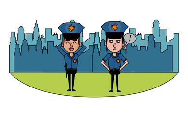 Cops in the city colorful