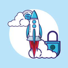 rocket start up with padlock