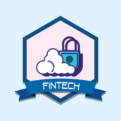 Obraz premium cloud with padlock fintech