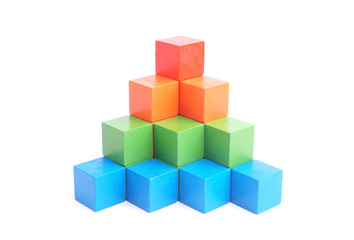 Obraz premium multi colored wooden block on white background